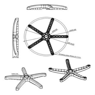 Kit Estrela Secretária + Rodízios Em Nylon Chair Cadeiras
