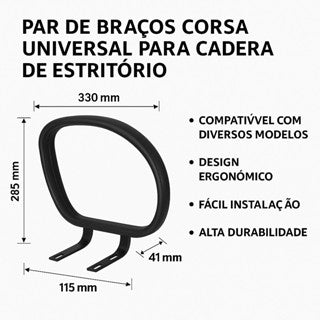 Par De Braço Universal Corsa Para Cadeira De Escritório